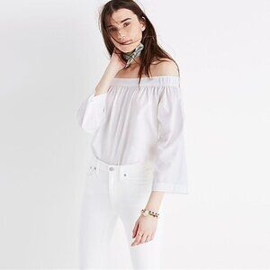 Madewell Clean Off The Shoulder White Long Sleeve Top XS‎